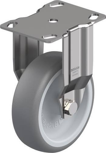 Blickle BKPXA-TPA 101G Bockrolle aus Edelstahl in Silber, Rad-Durchmesser: 100 mm, Tragfähigkeit: 110 kg, Befestigung: Schraubmontage - Bild 1