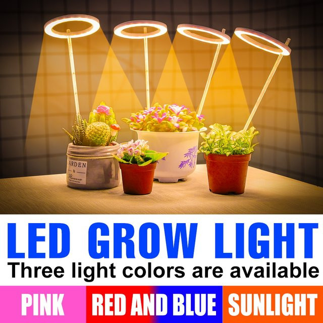 CanLing LED-Wachstumslampe für Zimmerpflanzen mit Vollspektrum, USB-Anschluss, dimmbarer Funktion und Timer, Weiß - Bild 1