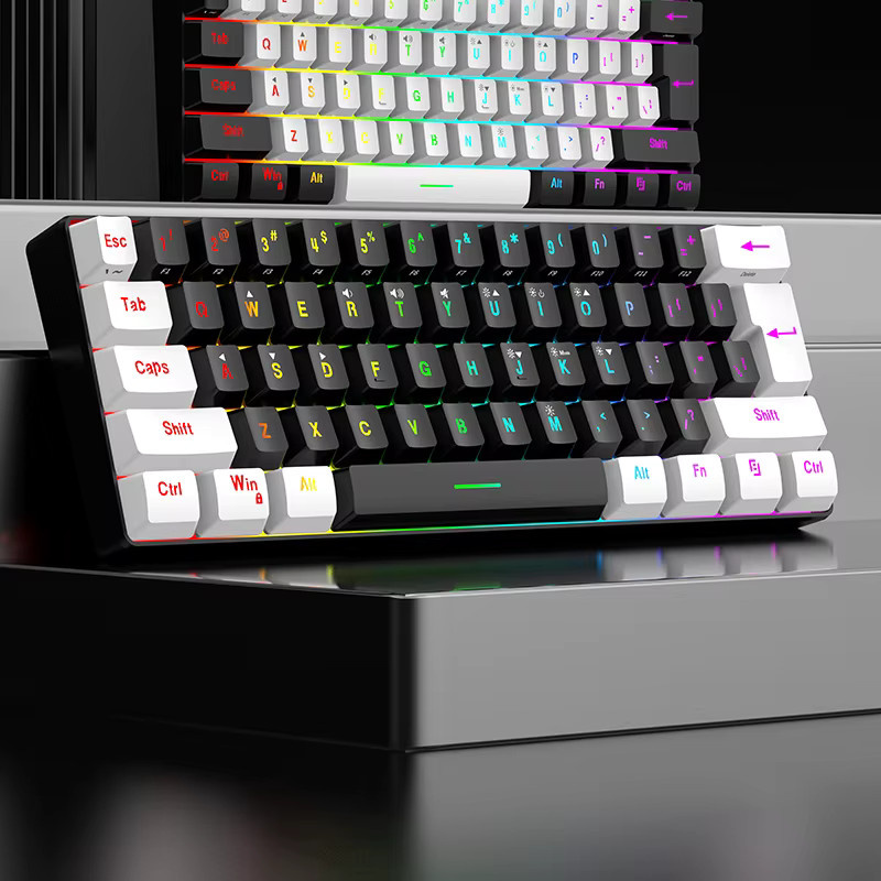 7KEYS Mechanische RGB-Tastatur mit 61 Tasten, wasserdicht, kabelgebunden, Farben: Weiß, Schwarz und Blau - Bild 5