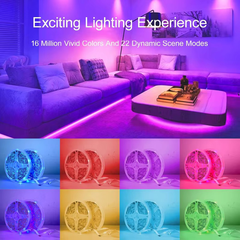 RUNTOIN RGB LED-Streifen mit APP-Steuerung, 5V USB Anschluss, Multicolour 5050 SMD Lampenband für moderne Raumdekoration und Party-Atmosphäre - Bild 3