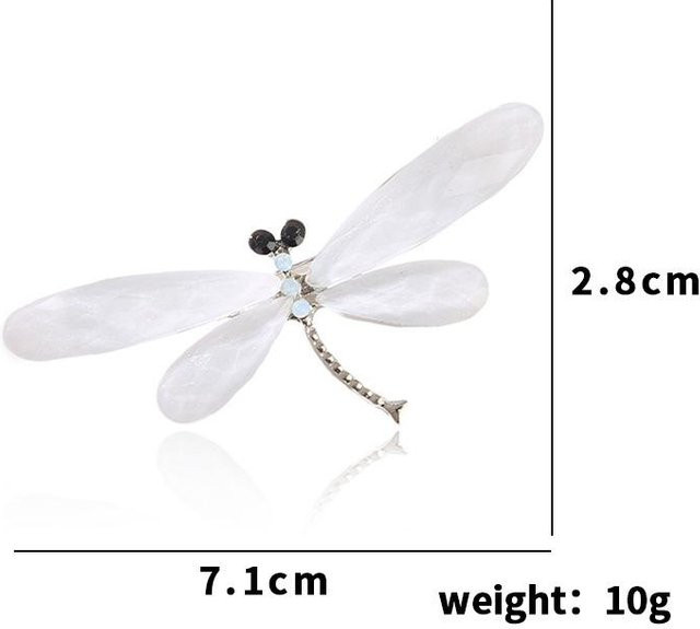 NATAWA Brosche Libelle, Emaille, Weiß, Unisex - Bild 1