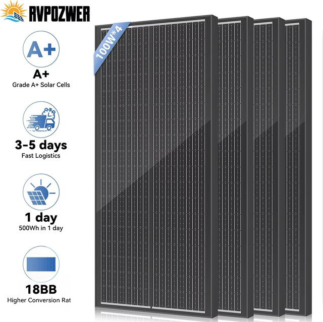 Rvpozwer Starres Solarmodul N-Typ Monokristallines Silizium in Schwarz für Hausdach, Balkon und Garten - Bild 1