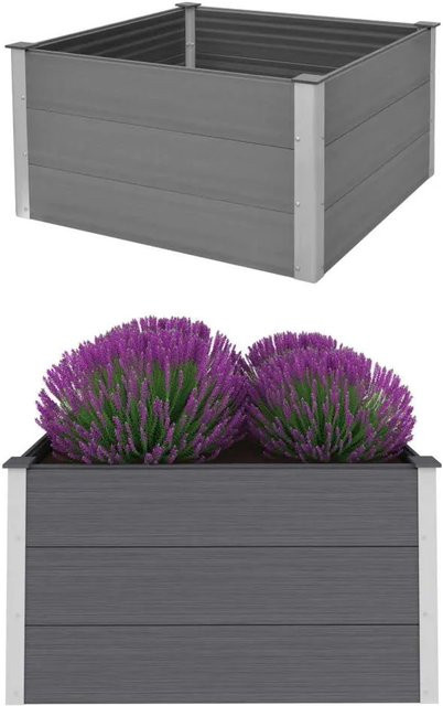 furnicato Garten-Hochbeet aus WPC und Aluminium in Grau, B/T/H: 100 x 100 x 54 cm - Bild 1