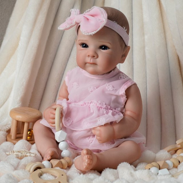 JOYORA Wiedergeburtspuppe Baby aus Silikon in Rosa/Pink mit sichtbaren Adern für Mädchen - Bild 1