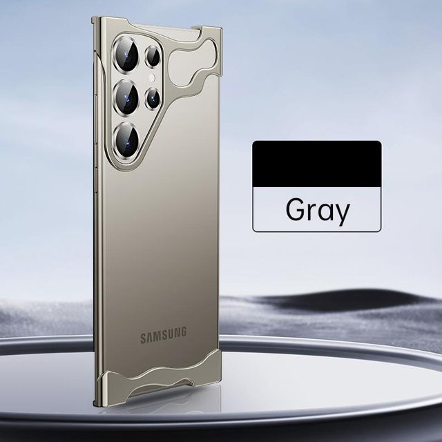 Stoßfeste Aluminium Metallrahmen Handyhülle für Samsung Galaxy S26 Ultra, S25 Ultra, S24 Ultra und S23 Ultra in Grau - Bild 1