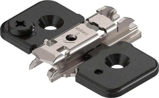 Blum Exzenter-Kreuzmontageplatte Clip Onyx Matt in Stahl mit Schrauben und Distanz 0 mm - Bild 1