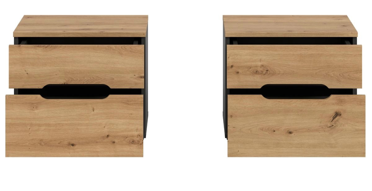 Nachttisch Set Cooper in Eiche und Grau, modern, Breite: 50 cm - Bild 4