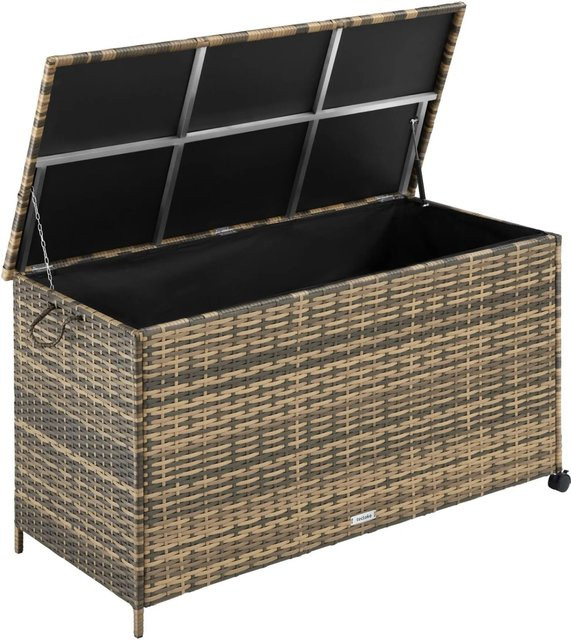 tectake Auflagenbox Kuusamo in Braun mit Aluminiumgestell und Polyrattan, 253 l, B/T/H: 116 x 54 x 64 cm - Bild 2