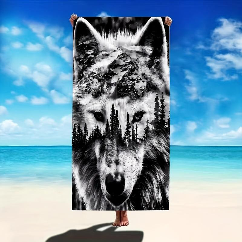Strandtuch mit Wolfskopf-Muster von Dalangpa, Breite: 30 cm, Höhe: 60 cm - Bild 2