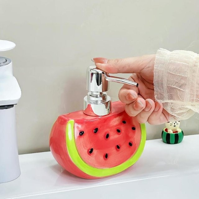Nores Keramik-Seifenspender in Wassermelonendesign, Mehrfarbig, Fassungsvermögen 300 ml - Bild 1