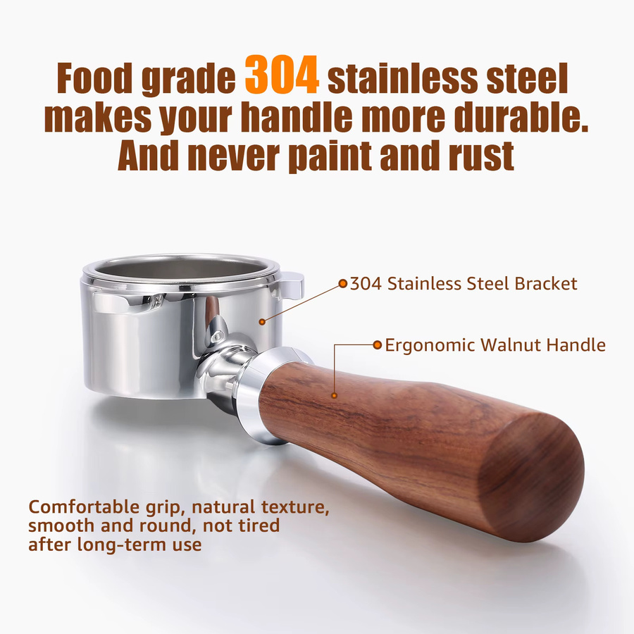 Aoresac Espresso Siebträger 54mm aus Edelstahl in Silber als Ersatz für Breville, 3-Loch Kaffeefilterhalter für die Kaffeeextraktion - Bild 2