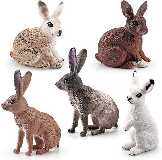 5er Set Kaninchen Skulpturen von TOMTOP JMS als dekorative Tierfiguren für Garten und Rasen in Mehrfarbig - Bild 1
