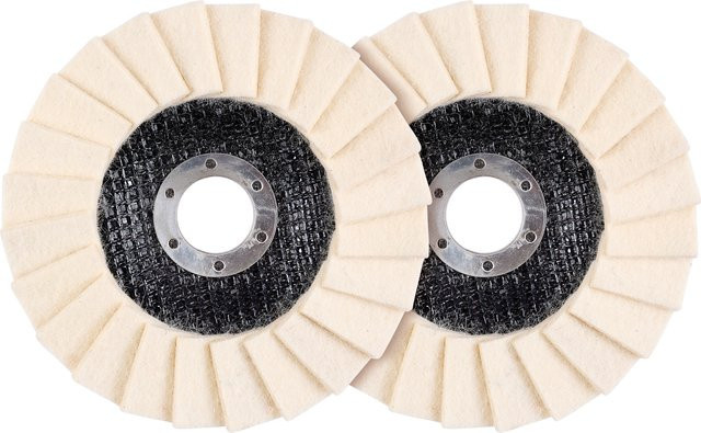 Parkside Winkelschleiferzubehör 2-teiliges Polierrad aus Filz für Metall, Holz und Lack, Durchmesser: 125 mm, Farbe: Beige - Bild 1