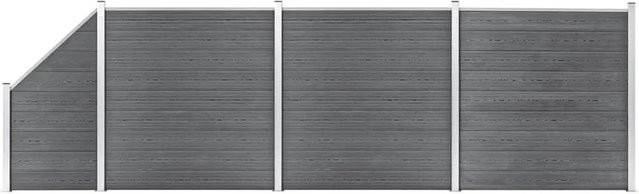 vidaXL WPC Zaun-Set aus Holz-Kunststoff-Verbundwerkstoff und Aluminium in Grau, B/H: 619 x 186 cm - Bild 1