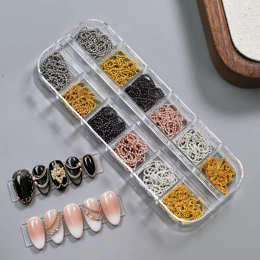 MAFANAILS Nagelkunstketten Set, Gold Silber, 12-teilig, Metallic, Unisex - Bild 5
