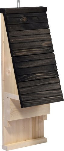 DOBAR Fledermauskasten aus Holz in Schwarz als Nisthilfe zum Aufhängen mit Belüftungsschlitzen - Bild 1