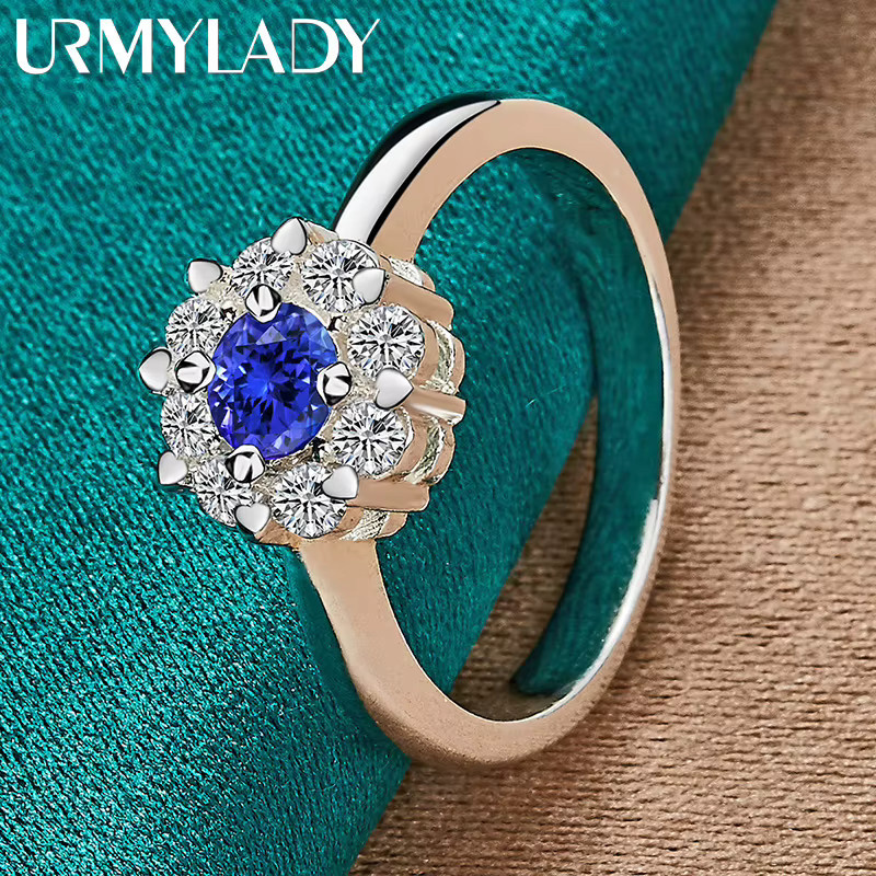 URMYLADY Ring, 925 Silber, Blauer Zirkonia, Damen - Bild 1