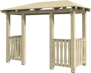 Skan Holz Haustür-Vordach Wismar 6 aus nordischer Fichte in Natur Beige, Breite: 351 cm, Tiefe: 134 cm - Bild 1