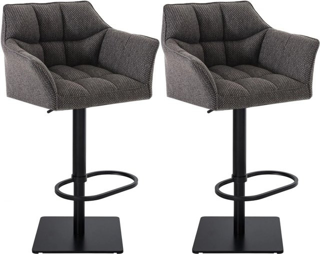 DELUKE 2er Set Barhocker SIHAR in Titangrau und Schwarz, höhenverstellbare Barstühle aus Stoff mit Lehne und 360 Grad Drehbarkeit, B/T/H: 64 x 45 x 88 cm - Bild 1