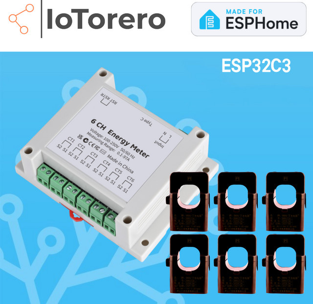 IoTorero ESPHome 6-Kanal-Energiezähler für Home Assistant, Weiß - Bild 1
