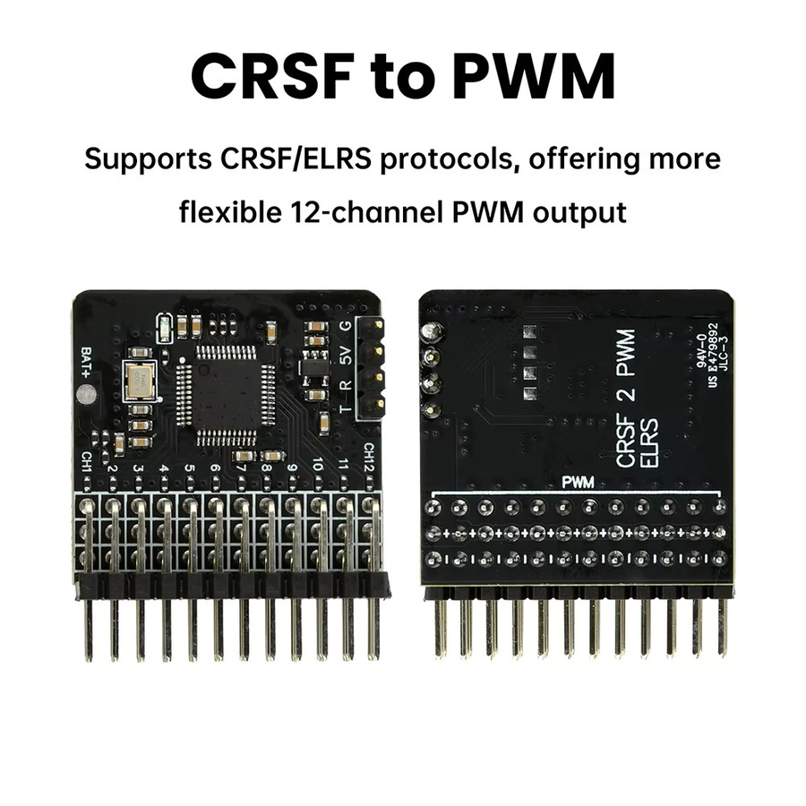 Gaqqee 12-Kanal PWM Adapterplatine DC5V CRSF zu PWM Signalwandler für RC-Modell Empfänger in Schwarz - Bild 2