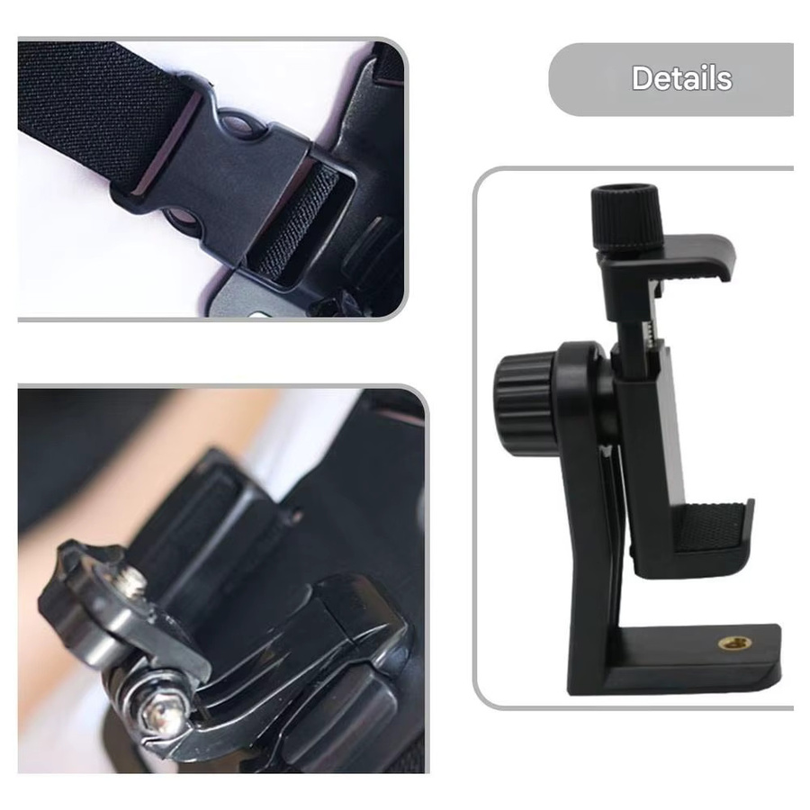 7-in-1 Action-Kamera-Set für GoPro in Schwarz mit Brustgurt, Telefonhalterung und verstellbaren Halterungen für Radfahren und Skifahren - Bild 3