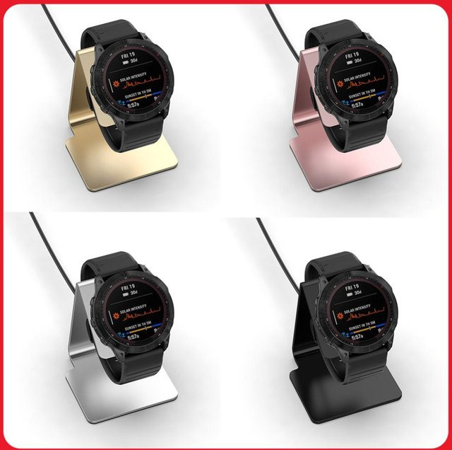 ALLOYSEED Smartwatch-Ladeständer aus Aluminiumlegierung in Silber für Garmin Fenix 7S, Forerunner 745 und Venu SQ - Bild 1