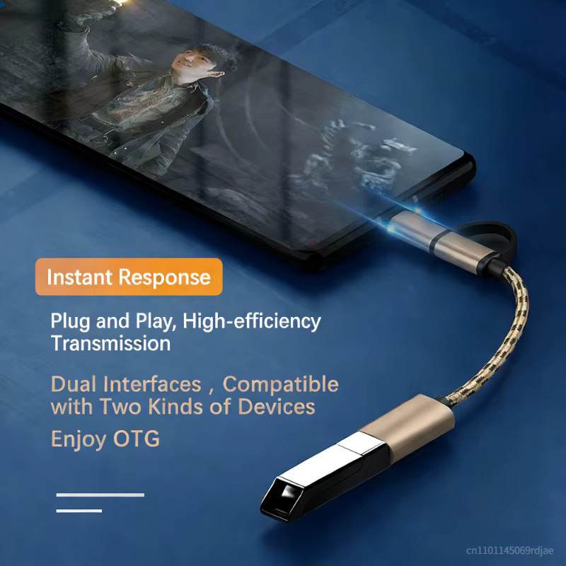 DIXSG 2-in-1 USB 3.0 OTG Adapterkabel in Braun mit Micro-USB und USB-C für Datensynchronisation - Bild 3