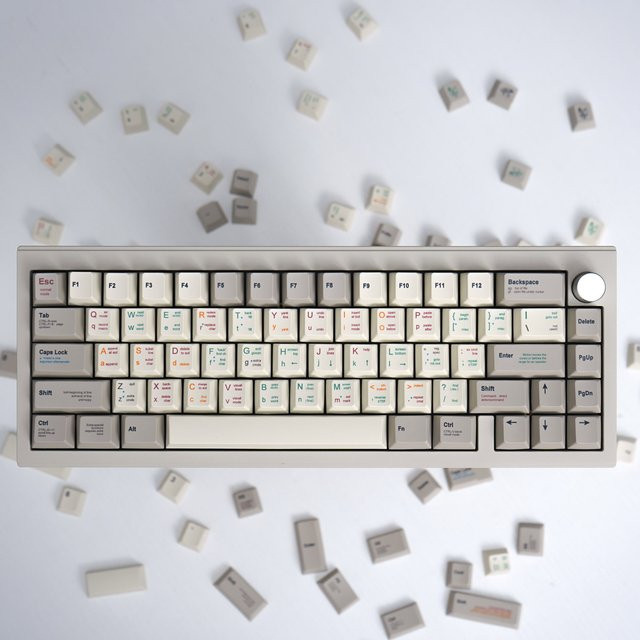 Venit Keys Retro Programmierer Tastenkappen Set in Beige, 143 Tasten Cherry Profile PBT mit Dye-Sublimation für MX mechanische Tastaturen - Bild 1