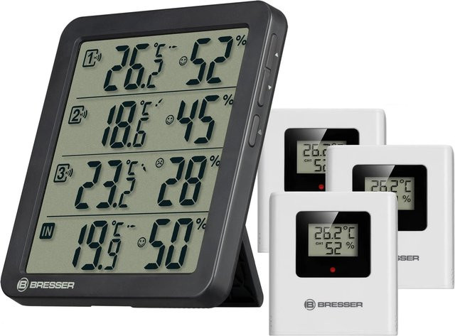 Bresser Thermo-Hygrometer Quadro NV Funk in Schwarz - Bild 1