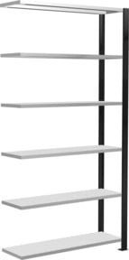 Schulte Anbauregal Büro-Steckregal MULTIplus85 mit 6 Fachböden und Kreuzstrebe, Farbe schwarz/RAL 7035 lichtgrau, B/H/T: 200 x 200 x 100 cm - Bild 1