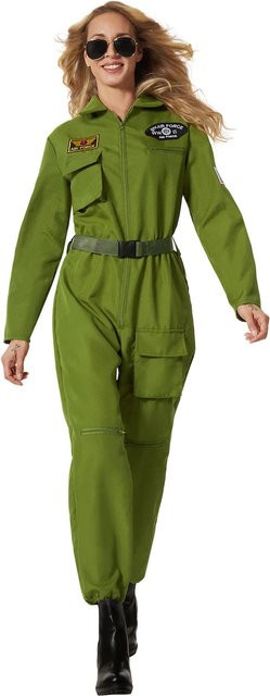 tectake Damenkostüm Jet Fighter Pilot, Grün, Textil - Bild 1