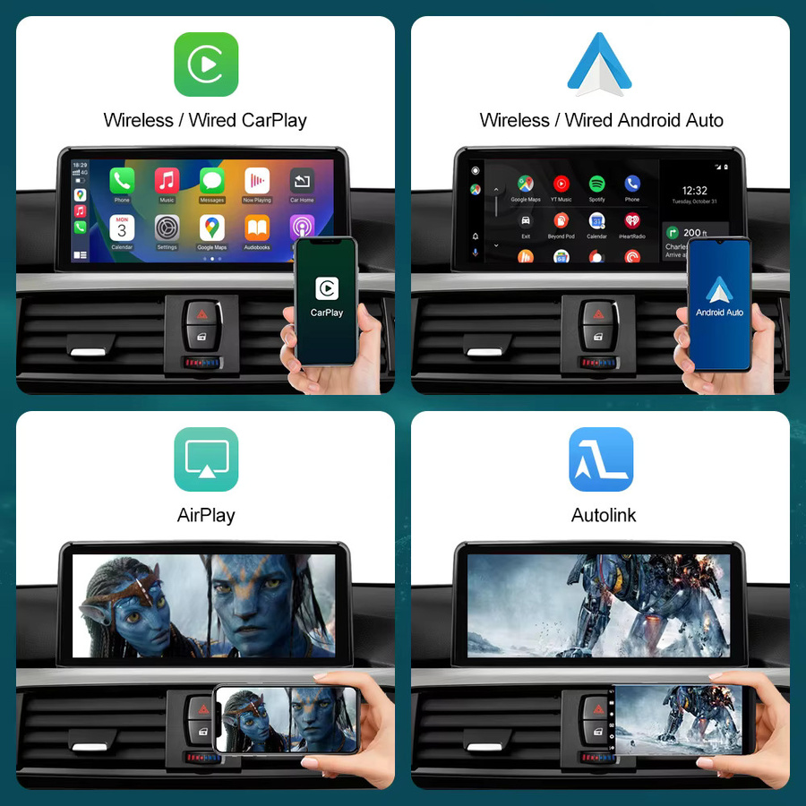 Road Top Drahtloses CarPlay und Android Auto Multimedia Display Bildschirm für BMW 1 2 3 4 Serie F20 F21 F22 F30 F31 F32 F33 in Schwarz - Bild 3