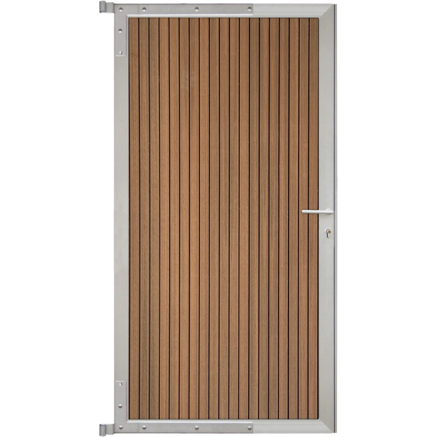 GartenLand Steckzauntor Shadowline Vertikal aus WPC und Aluminium in Mahagoni mit silbernem Rahmen, Breite: 90 cm, Höhe: 175 cm - Bild 2