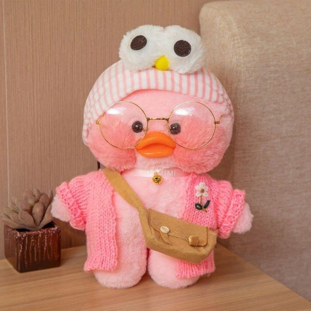 Yiran toy Kawaii Lalafanfan Cafe Ente Plüschtier, Weiße Rouge Ente, ab 14 Jahren - Bild 1