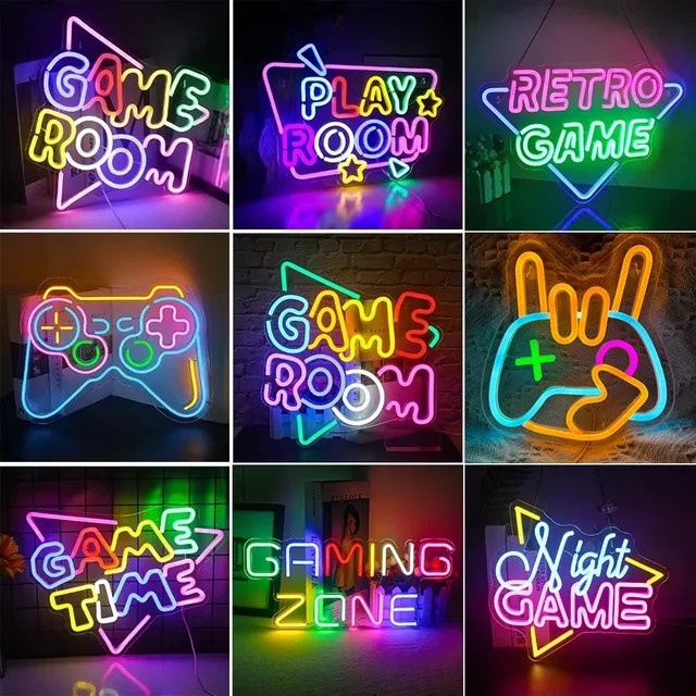 RGB LED Neon Zeichen aus Acryl für Gaming Zimmer und Schlafzimmer, Mehrfarbig, USB-betrieben - Bild 1