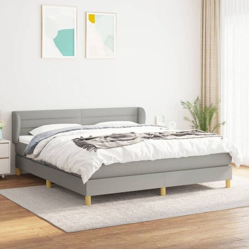 Vidaxl Boxspringbett mit Matratze in Grau aus Stoff und Massivholz B/T/H: 160 x 200 x 88 cm - Bild 1