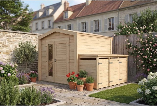 Weka Holz-Gartenhaus Killarney mit Satteldach in Natur Braun, B/T/H: 351 x 263 x 241 cm - Bild 1