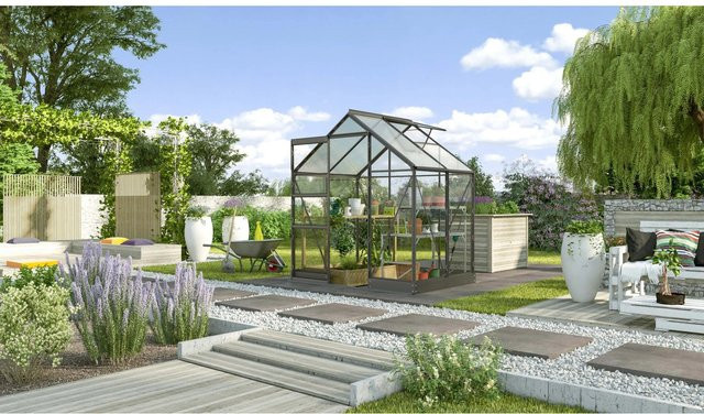 Vitavia Gewächshaus Kapitol 2500 in Schwarz mit Kombiverglasung und Schiebetür für die Pflanzenzucht, 2,5 m² - Bild 4