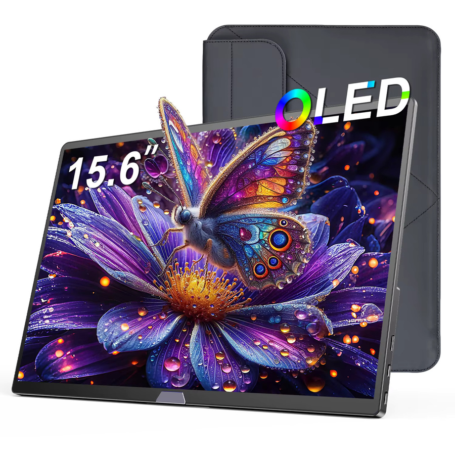 UPERFECT 15,6 Zoll 4K OLED Reisemonitor in Schwarz mit UHD Auflösung, 110 % DCI-P3, 500 Nits und HDR, externer Bildschirm für Laptop, MacBook, Surface, Xbox und PS5 mit USB-C und HDMI Anschluss - Bild 4
