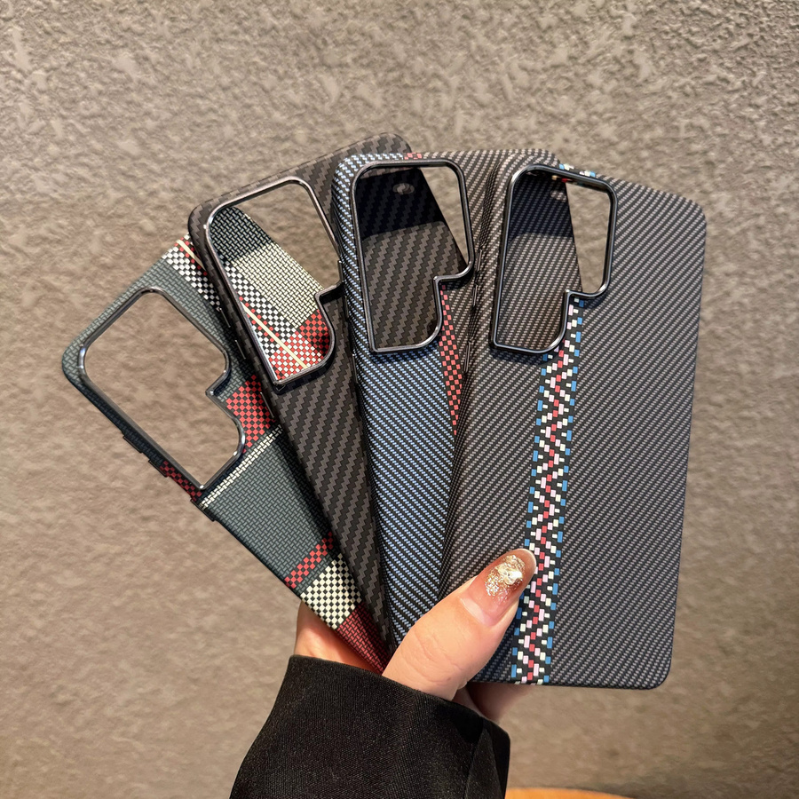 Kevlar Carbon-Faser Metall-Schutzhülle mit Magsafe für Samsung S26 S25 S24 S23 Ultra Plus in Schwarz - Bild 1