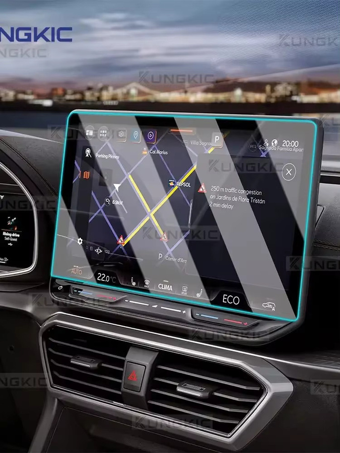 KUNGKIC GPS-Navigationsbildschirmfolie aus gehärtetem Glas für Cupra Formentor, Cupra Leon MK4, Cupra Born, Seat Leon ST und Cupra Terramar, transparent - Bild 6