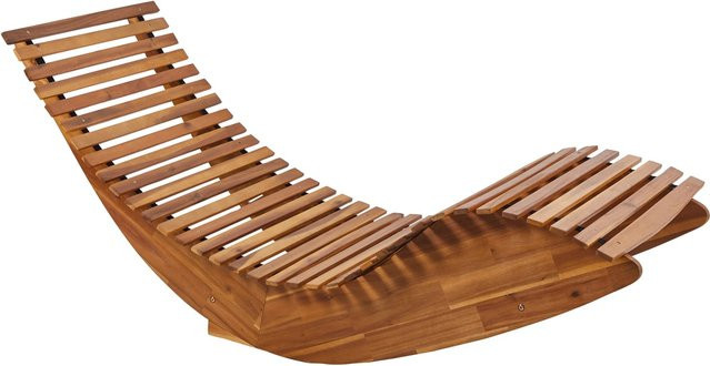 Beliani Gartenliege aus Akazienholz in Braun, B/T/H: 176 x 60 x 90 cm - Bild 1