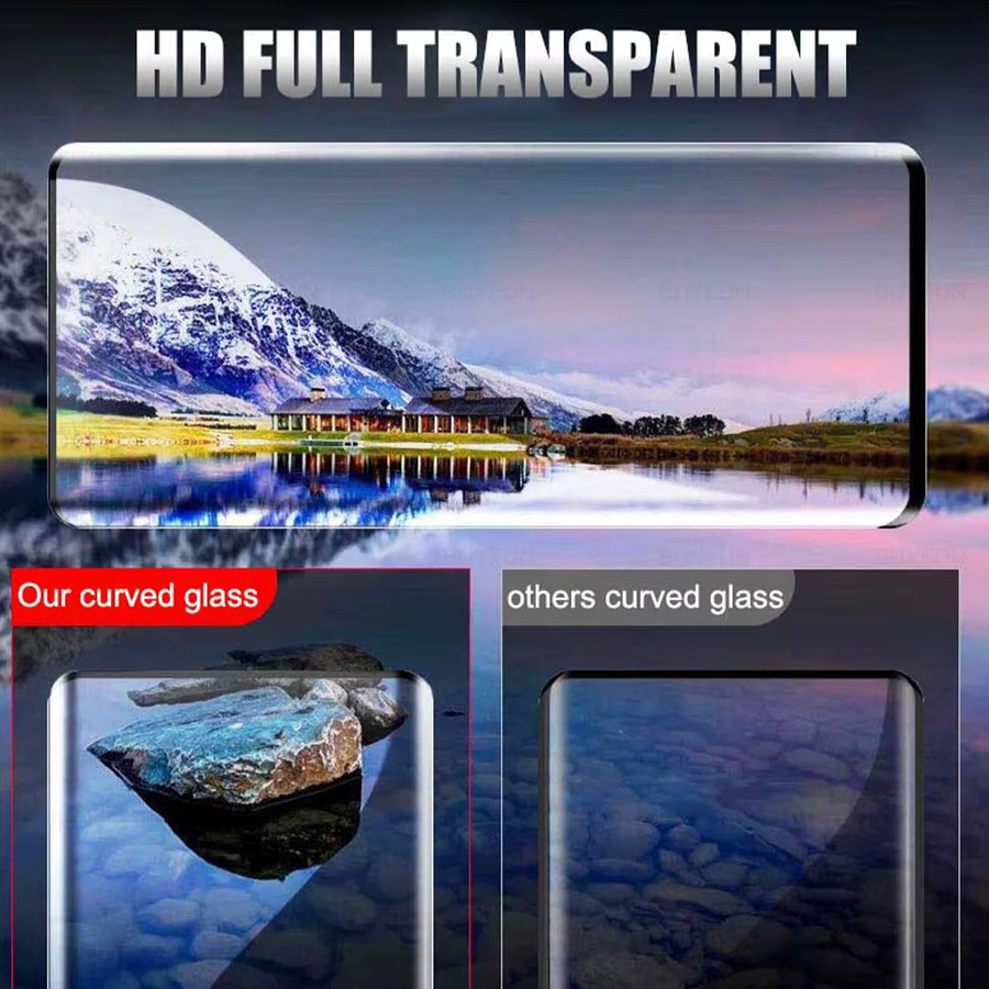 3er-Pack gebogenes gehärtetes Glas Displayschutzfolie für Samsung Galaxy S23 Ultra S22 S21 S20 S10 S9 S8 Plus und Note 20 Ultra, transparent - Bild 5