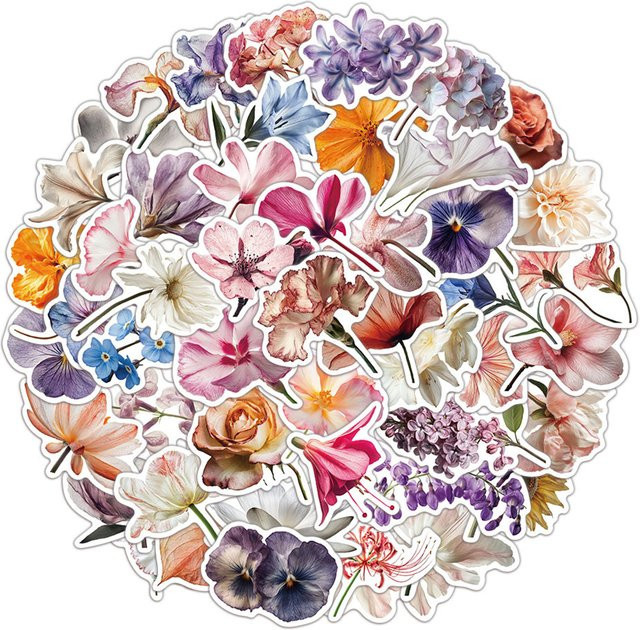 Charile Blumen- und Pflanzen-Cartoon-Aufkleber, multicolor, 10-teiliges Set - Bild 1