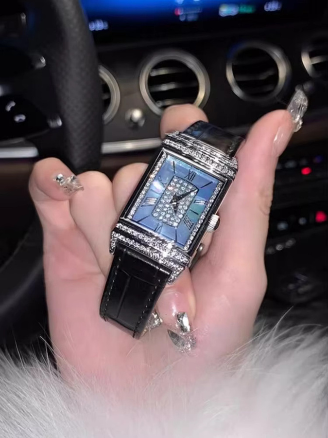 Home Idea Armbanduhr, Rechteckig, Quarz, Leder, Grün, Diamantbesetzt, Damen - Bild 3