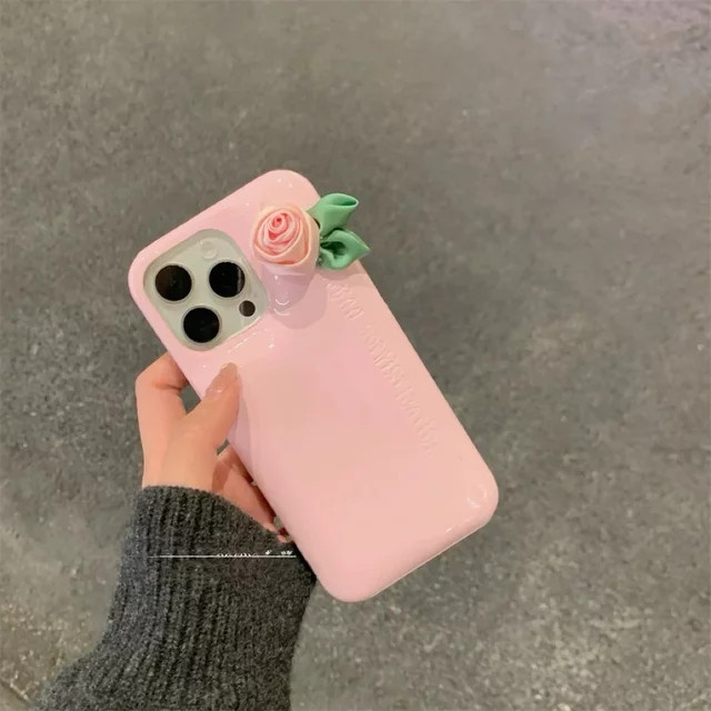 Handyhülle mit dreidimensionalem Blumenmuster in Pink für Apple iPhone 16 Pro Max, iPhone 15, 14, 13 und 12 - Bild 1