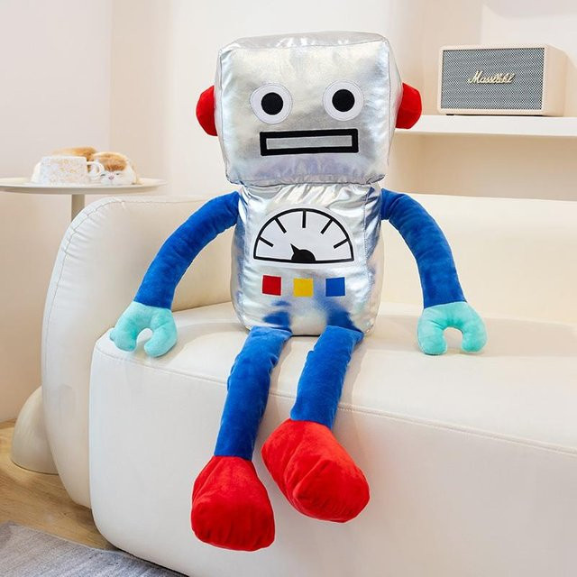 Yiran Health & Beauty Kawaii Weltraumroboter Plüschtier Kissen, Gold Silber - Bild 1