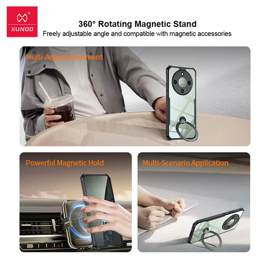Xundd Schutzhülle für Honor X9d 5G und Honor X70 Magic 8 Lite mit Kameraschutz und Airbag-Stoßschutz, transparent mit schwarzem Streifenmuster - Bild 5