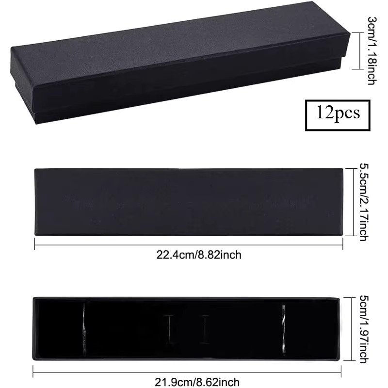 12er-Pack Schmuckschatullen aus Kraftpappe mit Samtkissen für Halsketten und Armbänder, B/T/H: 8,82 x 2,17 x 1,18 cm - Bild 2